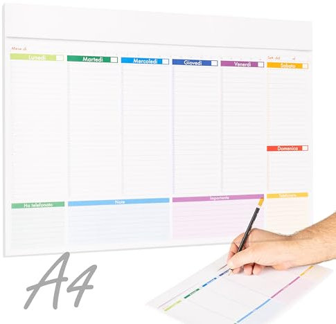 VINRETAL Planner Settimanale Scrivania A4 Planning Settimanale Da Tavolo Senza Date 29x21cm Per Organizzare Appuntamenti - 52 Fogli