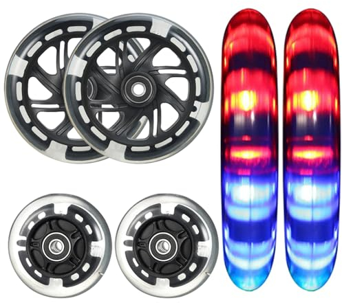 120mm LED Scooter Ersatzräder - 2 Stück Blinkende Räder mit ABEC-9 Lager für Micro Globber Roller