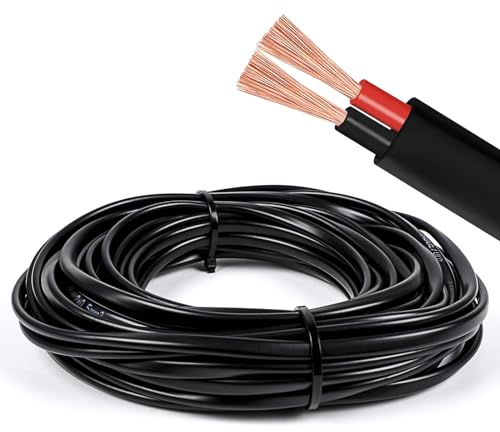 Yuanjoy 2 Adriges Schwarzes 50 Meter Kfz Kabel, 0,5 mm² Mehradrige Anhängerkabel, 12V 24V 48V Fahrzeugkabel, für Campingkabel, Wohnwagen, LKW, Industrie