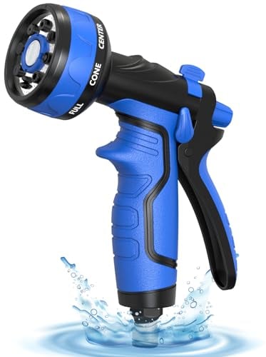 Hose Pipe Spray Gun, Upgrade Garden Hose Spray Gun,8 Adjustable Watering Patterns Garden Hose Nozzles & Spray Guns, Hose Nozzle Suitable for Watering Plants/Washing Cars/Showering Pets(Blue & Black