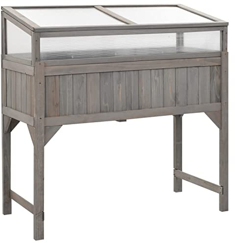 ARKEM Aiuola Rialzata con Mensola, Portaoggetti Semenzaio a Letto, Resistente alle Intemperie, Fiori Erbe Aromatiche Frutti Ortaggi,Aiuola Rialzata con Copertura Serra 110x54x120cm Abete Massello