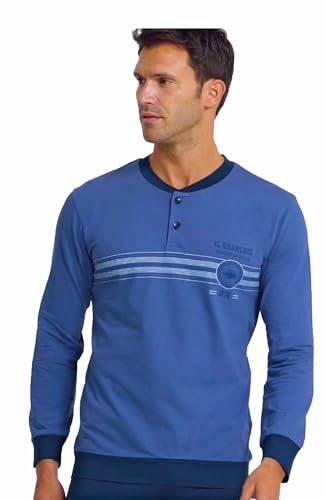 Il Granchio Pigiama Uomo Cotone Lungo Mercerizzato, Leggero (1099 Avio, M)