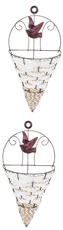 POPETPOP 2 Piezas Cesta para Colgar en la Pared Jardinera de Madera jardineras de Interior Plantas Artificiales decoración Vintage Cesta de la Planta de Pared Boda Pared de Flores Hortensia