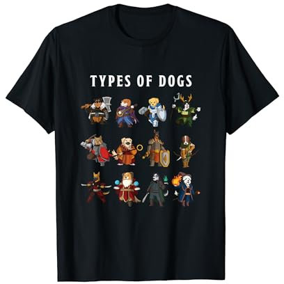 Types of Dogs RPG Gaming Funny Nerdy Geeky Gamer T-Shirt