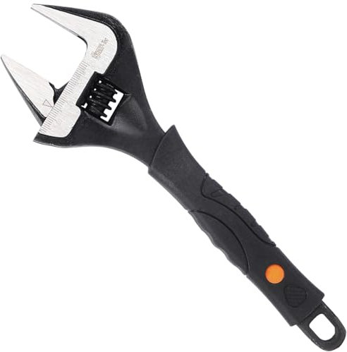 Sharp-tec 8-Inch Adjustable Spanner Wrench (200mm), 36mm Wide Jaw Large Opening, Chrome Vanadium Steel, Black Oxide Finish, Heavy-Duty Plumbing & DIY Tool with Ergonomic Grip