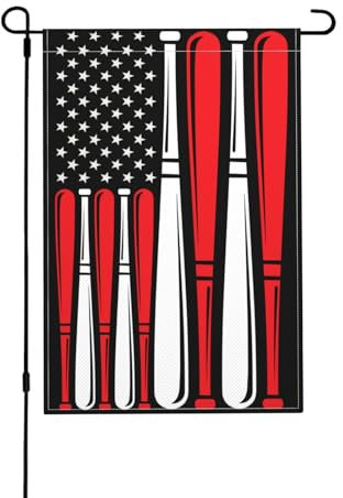 Banderas de jardín con bandera americana de béisbol vintage, 12.0 x 18.0 in, bandera de jardín de doble cara, banderas decorativas para el hogar, césped, patio, banderas decorativas para vacaciones, t