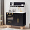 ROBUD Wooden Toy Kitchen for Kids, Modern Marble-Style Play Kitchen with Realistic Oven, Stove & Coffee Station, Storage Cabinet, Metal Kitchen Utensils, Gifts for Kids Ages 3+