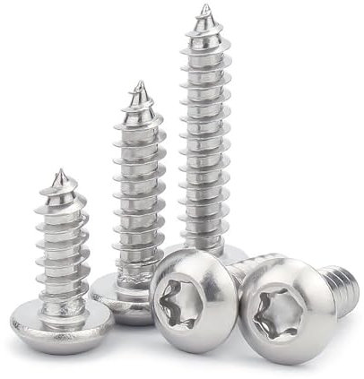 SHUNCHG 50 Pcs M4 x 10mm 304 Stainless Steel Self Tapping Screws, Button Head Torx Screws, Versatile Fasteners Drilling Security Screws