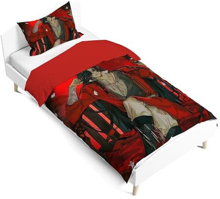 Zhongkaihua Tian Guan Ci Fu Kinder-Bettwäsche-Set, 2-teilig, 135 x 200 cm, Tian Guan Ci Fu Merch, Cartoon-Bett- und Kissenbezug-Set, Schlafzimmer, Heimdekoration