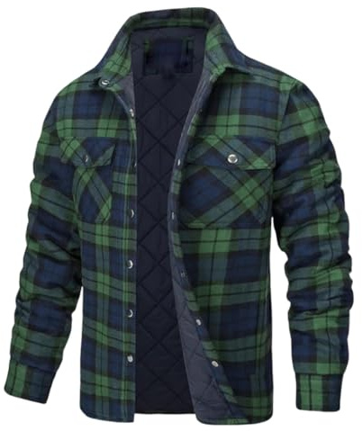 Oanviso Veste À Carreaux Homme Hiver Interieur Chaude Épaisse Rembourrée Chemise Bucheron Surchemise Boutonnée Plaid Blouson Mi Saison Confort Casual Manteau Coloré Chemisier