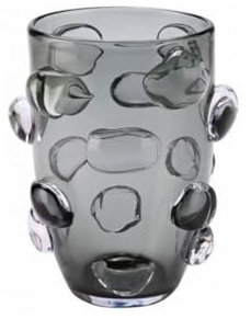 Gift Company Cashmere, Vase mit Glasnuggets, M(H23,8cm), grau, df, 19,5x23,8x19,5cm