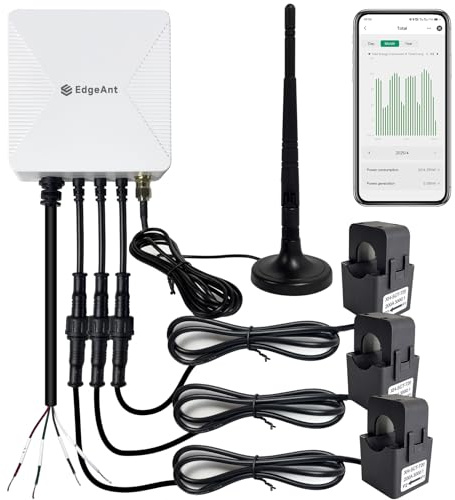 Energiemonitor mit 3 * 200 A Stromkreispegelsensoren, Smart Home Power Monitor verfolgt den Strom in Echtzeit, WLAN-Zähler Solar-/Nettomessung, Energieautomatisierung und -steuerung im Haushalt