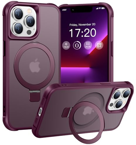 BENTIACC Hülle für iPhone 13 Pro mit Magnet Ständer, Burgunderrot | 120° Öffnungsbereich, Mil-Grade Drop Shockproof, Kratzfeste Fingerabdruck Rutschfest Handyhülle, Die Hände frei habe