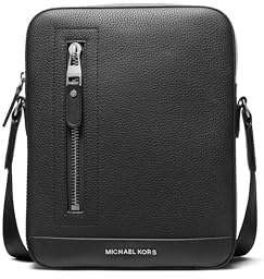Michael Kors Hudson Vertical Zip Flight Bag für Herren, Light Gunmetal Hardware/Black, One Size