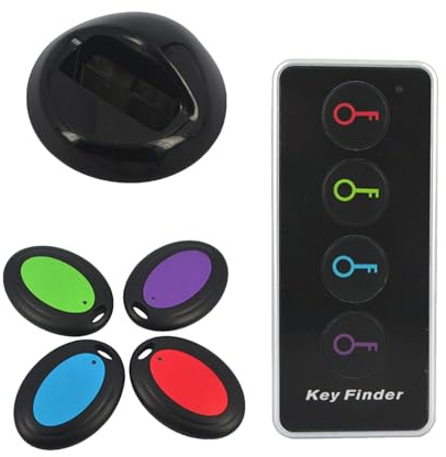 Localisateur de clés - Localisateur de clés avec Son, Localisateur de téléphone 85 DB | Accessoires de d'une portée de 39 m, 4 récepteurs et Lampe Torche pour la et Les Amis