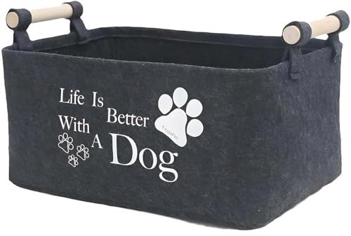 MXYZQDE Hundespielzeug Aufbewahrung, Spielzeug Aufbewahrung Box aus Filz, Aufbewahrungsbox Filz für Hundespielzeug, 38 x 25 x 18 cm, Ideal für Wohnzimmer und Reisen
