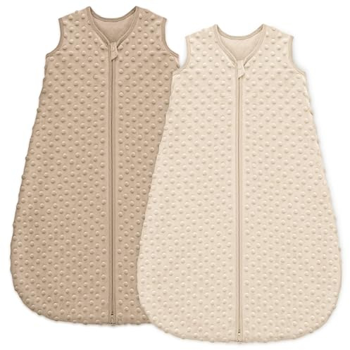 Unnivoll Schlafsack Baby 1.5 Tog Babyschlafsack 18-36 Monate 2er Pack Schlafsack Winter Herbst 90 cm für Jungen Mädchen Kaffee