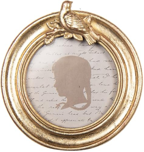 Clayre & Eef Bilderrahmen Ø 8 cm Gold Kunststoff