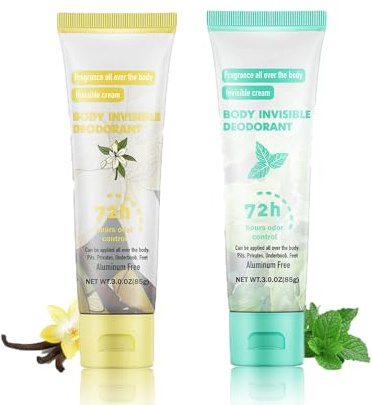 2 Stück Antitranspirant Gel Starkes Schwitzen, Antitranspirant für Gesicht, Hände und Füße, Anti Schweiß Body Deodorant Cream 72 Hours, Schutz gegen starkes Schwitzen & Geruch (Vanille+Minze)