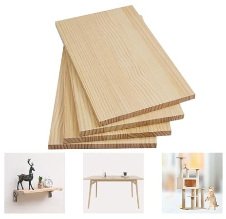 Holzplatten Zuschnitt Nach Maß, Multifunktionales Holzplatte - Arbeitsplatte Schreibtischplatte Bücherregal Wand Regalböden, Echtholz Platte aus Kiefer(L 50 cm x W 55 cm,1.2 cm)