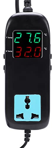 MasYosh Digital Thermostat, Intelligenter Temperaturcontroller mit Permanenter Speicherfunktion für Wasserqualitätstests Aquakultur Industrie -Temperaturregelung (EU -Stecker)
