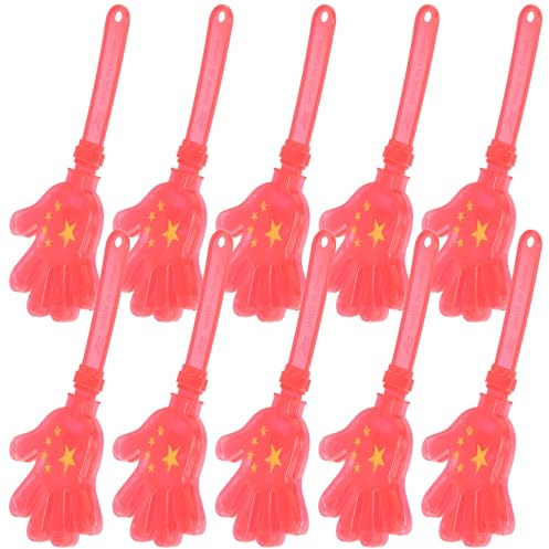 Clapper da Festa 10 Pezzi in Plastica Rosso, Noisemaker a Mano | Leggeri e Facili da Impugnare, per Celebrazioni e Capodanno, Accessorio Interattivo per Tifo