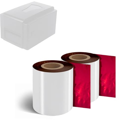 2 Stk. Gold-Harzbänder, 60/70/80mm*100m - Hochdichtes Gold-Thermotransferband für Etikettendrucker, Kompatibel mit Synthetikpapier, PET, Stoffetiketten Red-60mm*100m