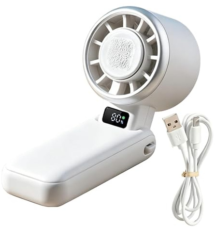 Tragbarer Ventilator, wiederaufladbar, faltbar, mit 5 Geschwindigkeitsstufen, 3600 mAh, geräuscharm, Turbo-Kühlung, 5 Geschwindigkeitsstufen, persönlicher Ventilator für Reisen, , Urlaub