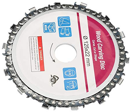 FTVOGUE 4-Zoll-5-Zoll-Winkelschleifer-Sägescheibe, Kettensägeblatt, Holzschnitzscheibe, 22-Zahn-Platte mit Schalldämpferloch, Schwarze Clips, Blaue Lochabdeckung Zum Schneiden von Holz, (5 125