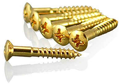 6 x VANSON Gold Countersunk Bridge Screws for Telecaster/Fixed Bridge Guitars (Gold)
