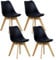 WOLTU Esszimmerstühle 4er Set, Skandinavische Küchenstühle Retro Design, Sitzfläche aus Kunstleder, mit Massivholz Beinen, bis 150 kg belastbar, Schwarz