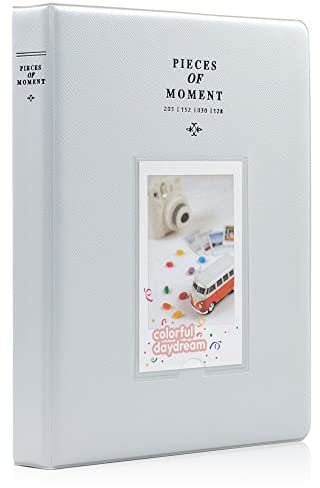 Ablus 128 Pockets Mini Photo Album for Fujifilm Instax Mini 7s 8 8+ 9 25 26 50s 70 90 Instant Camera & Name Card (Smokey White)