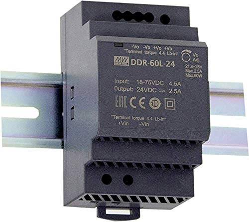 Mean Well DDR-60L-24 Hutschienen-DC/DC-Wandler (DIN-Rail) 24 V/DC 2.5 A 60 W Anzahl Ausgänge:1 x Inhalt 1 St.