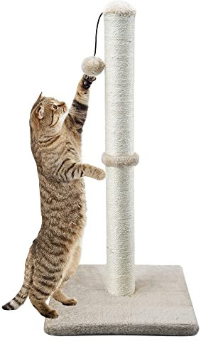 Dimaka Kratzbaum für Katzen, 74 cm, mit Sisalseil und weichem Plüschbezug