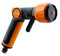 Fiskars SoftGrip-Sprühpistole, Multi, 3 Funktionen, Mit Strahl-, Brause- oder Nebel-Sprühbild, Stufenlos einstellbar, Daumengesteuerte ON/OFF-Durchflusskontrolle, Universalgröße, Schwarz/Orange, 1023665