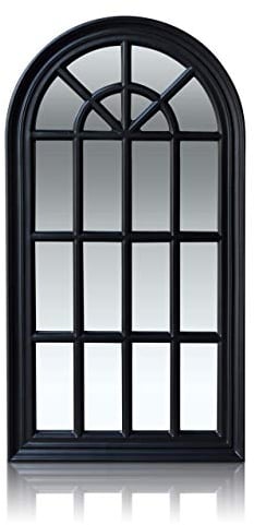 Antic by Casa Chic - Espejo con Forma de Ventana - 46x86cm - Marco Sólido - Color Negro Mate