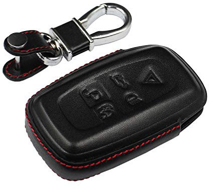 M.JVisun Véritable Cuir Clef Coque Porte-clés pour Land Rover Range Rover Sport Land Rover Discovery 4 Intelligent Clé de Voiture - Cuir - Noir