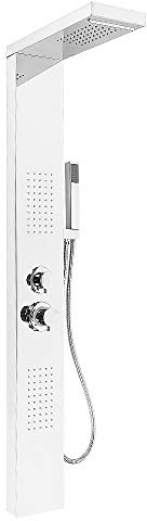 Columna de ducha，Hidromasaje，Panel de ducha, acero inoxidable con ducha de mano，Modos multiples (Plata)