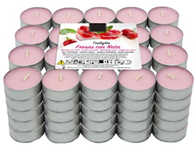 Lumar Aromatic Velas de té aromáticas (Fresa con Nata Pack 100 Velas)