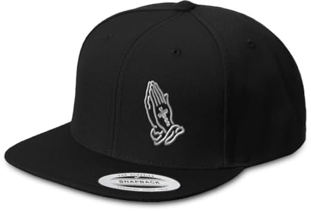 Snapback Flat Bill Left Side Panel Christian Hands Beting B Embroidery Acrylic