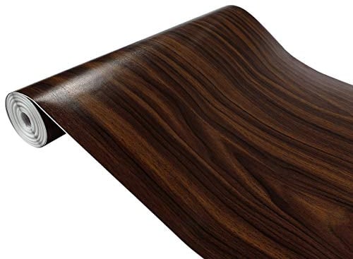 DecoMeister Klebefolie in Holz-Optik Holzfolien Deko-Folien Holzdekor Selbstklebefolie Möbelfolie Selbstklebend Fertigrolle Holz Folie für Möbel Walnuss Dunkelbraun 45x240 cm