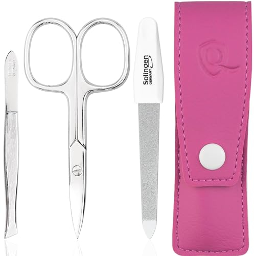 Nail Scissors and Tweezer Set with Nail File - 3 Piece Collection - Ideal for Him or Her, at Home or as Small Travel Grooming Essentials, rose