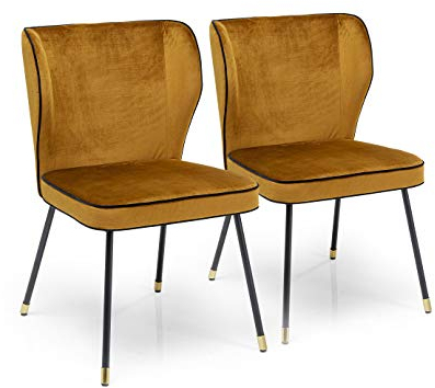 Kare Design Stuhl Irina 2er Set, Esszimmerstuhl, Loungestuhl, Sitzmöbel, Sitzstuhl, Curry Gelb, 50x57x83cm