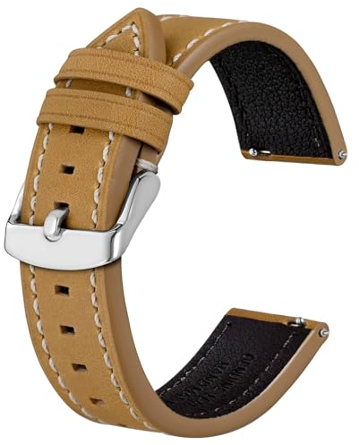 BISONSTRAP Leder Uhrenarmband, Schnellwechsel Armband für Herren und Frauen - 19mm, Bräunen