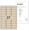 Selbstklebende Etiketten aus Graspapier 63,5x29,67 mm, 10 Blatt mit 270 Graspapier-Etiketten auf DIN A4, Graspapier-Etiketten bestechen durch ihre natürliche Optik und Haptik, G06329-10