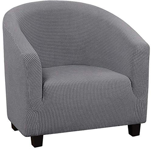 Sesselschoner Sesselüberwurf Sesselhusse Sesselbezug Jacquard Elastisch Stretch Sofahusse Husse Für Clubsessel Loungesessel Cocktailsessel Halbkreis Schonbezug (Grau,1 Pack)