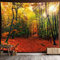 HALFLEMART Soleil coucher de soleil forêt arbre tapisserie tenture murale literie tapisserie Nature paysage Impression de motifs plage couverture pour chambre salon dortoir 150x130 cm