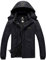 GEMYSE Herren Wasserdichte Berg-Skijacke Winddichte Fleece Outdoor-Winterjacke mit Kapuze (Schwarz,3XL)