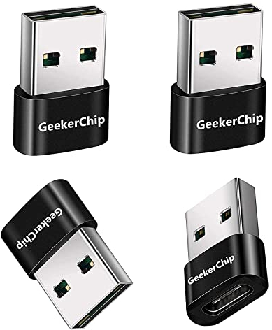 GeekerChip Adaptateur USB C vers USB (4 Pièces) Type C Convertisseur de connecteur Adaptateur,pour iPhone 11 12 13 Pro Max Mini,Airpods 3 iPad 9 Air 4 6,Galaxy Note 10 20 S20 Plus S21 21