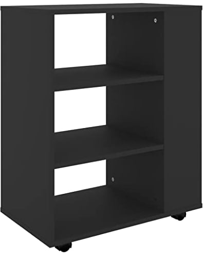 vidaXL Armoire à roulettes, Meuble de Rangement, Organisateur de Bureau Salle de Séjour Salon Maison Intérieur, Noir Bois d'Ingénierie
